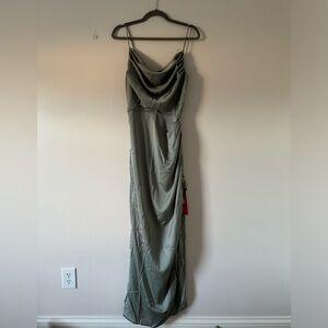 Shein belle satin mint cowl neck dress new with tags